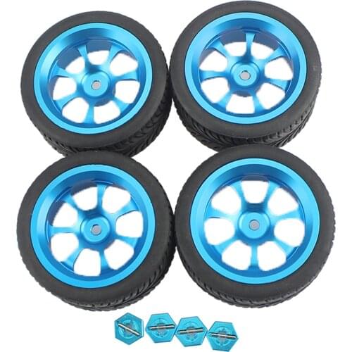 One/set Metal RC 12mm Wheel Hex Hub & Rubber Tire DIY Upgrade Kits for WLtoys
