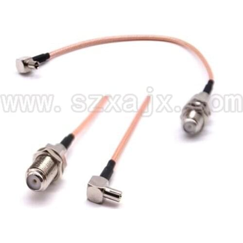 150 Pieces F Female Jack to TS9 Male Rightangle Plug pigtail Cable Extension Cable 15CM