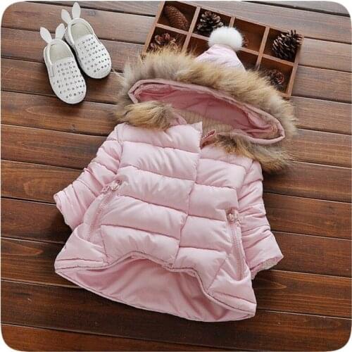 1-4years Top Quality Baby Girls Down Coat Winter Warm Coat Fur Hooded Coat Infant Toddler Girl Winter Clothes White AA0602