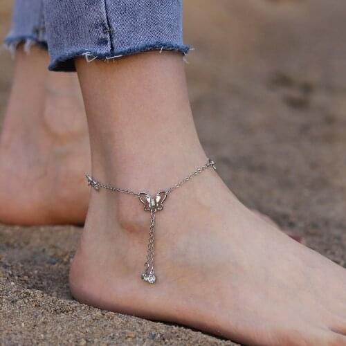 Temperament Trend Butterfly Tassel Anklet Female Korean Fashion Accessories Summer Beach Seaside Jewelry Bracelet