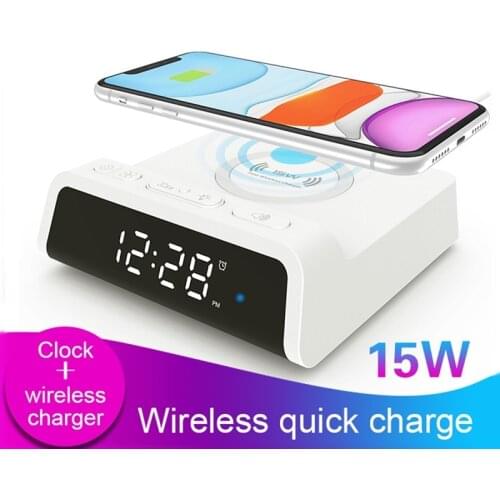 3IN1 Fast Wireless Charger with LED Alarm Clock Usb Charging Station 15W Carregador for Iphone 11 12 Pro Max Samsung S21 Note20