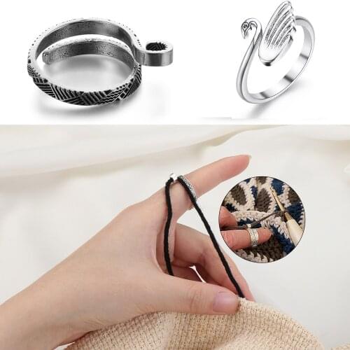 Ring Type Knitting Tools Adjustable Knitting Loop Crochet Accessories Finger Wear Line Needle Thimble Household Sewing Accessory