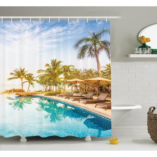 House Shower Curtain Aerial View of A Pool in A Health Resort Spa Hotel with Exotic Elements Sports Modern Bathroom Curtains