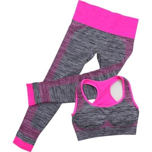 Gym Sports Running Girls Slim Leggings+Tops Women Yoga Sets Bra+Pants 2017 Women Fitness Workout Clothing Sport Suit For Female