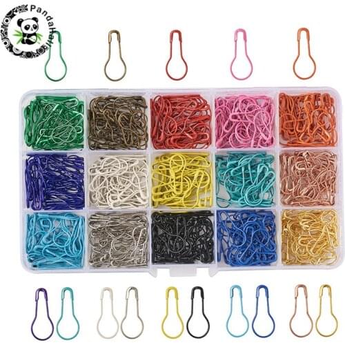 Pandahall 1 Box 15 Colors Iron Safety Pins for Jewelry Findings DIY Making Tools Accessories Mixed Color 22x9.5x1.5mm