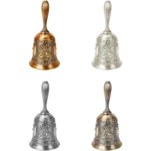 1Pcs Hand Bell Metal Tone Copper Ring Alarm Hand Hold Bells Game Service Bell Tea Dinner Call Desktop Bells Xmas Bells Bell J9A5