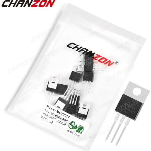 10Pcs IRFB3607PBF TO-220 Power SIC Mosfet Transistor Bipolar Junction BJT Powerful Triode Tube Fets 80A 75V Integrated Circuits