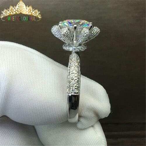 100% 18K 750Au Gold Moissanite Diamond Ring D color VVS With national certificate MO-00103