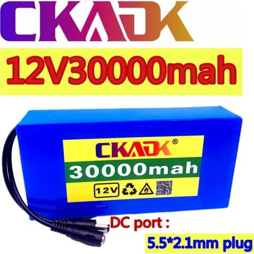 100% New Portable 12v 30000mAh Lithium-ion Battery pack DC 12.6V 30Ah battery With EU Plug