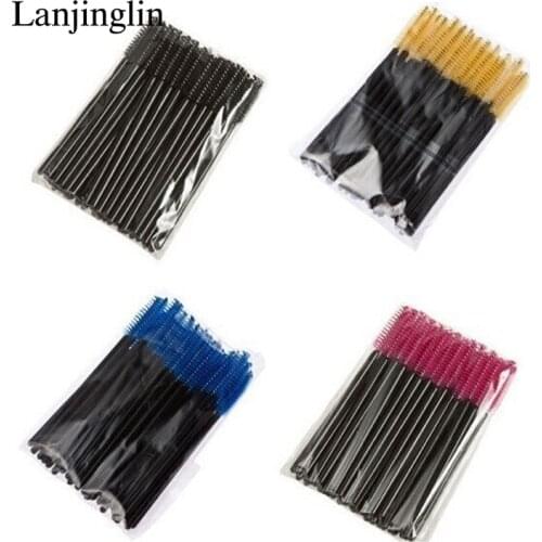 100pcs Disposable Eyelash Brushes Eyebrow Brush Mascara Wands Applicator Spoolers Eye Lashes Cosmetic Makeup Tool Eye Brow Brush