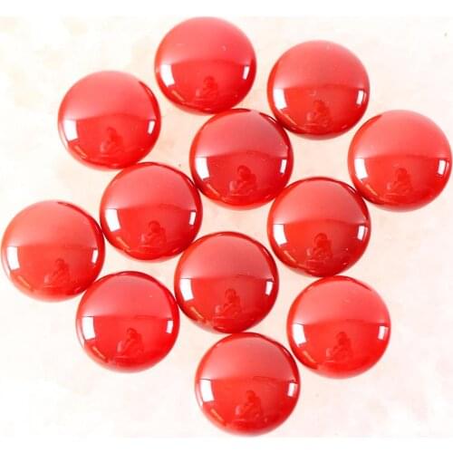 12MM 16MM Round CAB Cabochon Natural Gem Stone Red Carnelian No Drilled Hole Beads For Jewelry Making Bracelet Earring 10Pcs