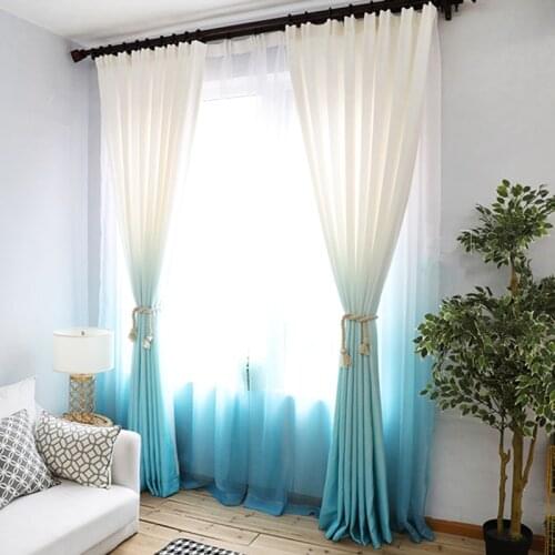2018 Special Offer Direct Selling Yarn Dyed Semi-shade Thick Gradient For Bedroom Ocean Cloth Tulle For Windows Panels A77