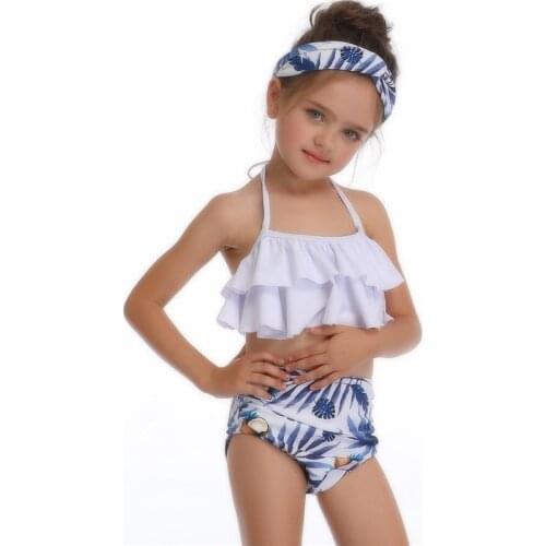 2019 Girls Swimsuit Two-pieces Ruffle Style Girls Swimwear High Wasit Kids Childrens Swimwear Basthing Suit For Girls CZ1006