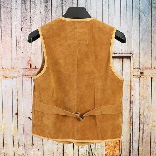 2021 Yellow Japan Casual Style Genuine Leather Vest Men Single Breasted Plus Size 4XL Real Natural Cowhide Summer Slim Fit Coat