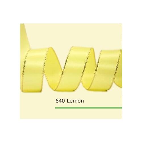 3/8 inch (9mm) Satin Ribbons With Gold Edge 35 colors in stock