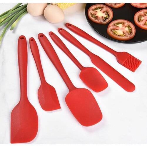 6pcs Silicone Spatula Set Non-stick Heat Resistant Baking Scraper Butter Cream Cake Smoother Polisher Cake Decorating Tool