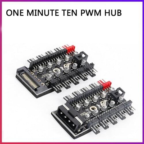 HUB Cooler Speed Controller Splitter Adapter Socket PC Speed Controller Adapter PC 1 to 10 4Pin PWM Cooling Fans