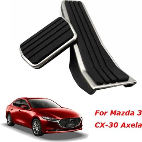 AT LHD 2PCS Pedal Cover For Mazda 3 Axela CX-30 2020 Stainless Steel Accelerator Brake Pedal Pads for Mazda3 Interior Accessory