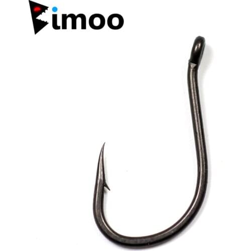 Bimoo 100pcs Coated Out-Turned Eyed Chod Rig Boilie Carp Hooks Matte Black Micro Barb Carp Fishing Hook Size 2 4 6 8 10
