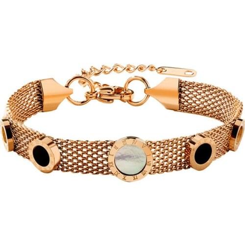 Roman Numeral Watch Bracelet 316L Stainless Steel Style Titanium Steel Black and White Chain & Link Bracelets Metal Trendy GDKL