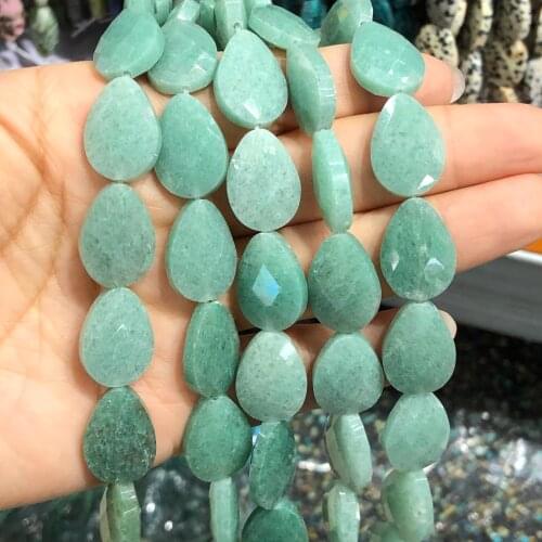 13*18mm Natural Faceted Green Aventurine Jades Stone Water Drop Loose Spacer Beads For Jewelry Making Diy Accessories Earings