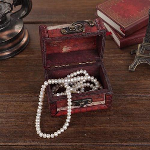 Retro Stamp Style Wooden Jewelry Storage Box Organizer Case with Metal Lock Hot