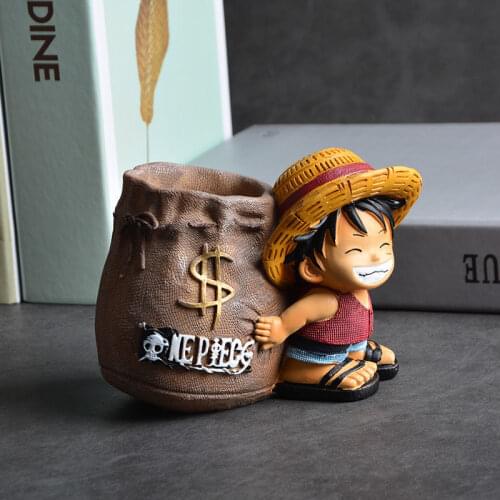 Action Anime Opne Piece Luffy Pen Holder Figure Toys For Children Spider-man Totoro Model Desk Decor Birthday Gift For Classmate
