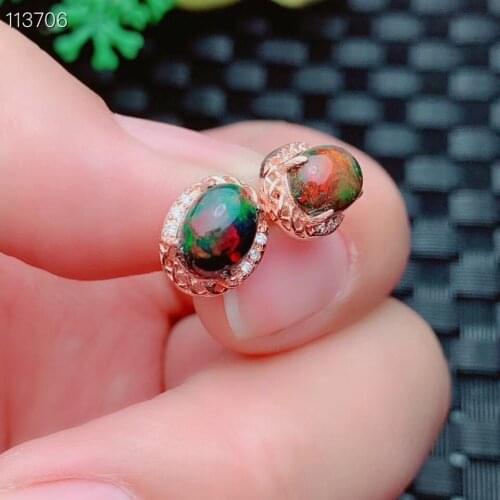 Elegant Engagement Gift Best Quality 100% Natural and real Black Opal Earring 925 sterling silver Fine jewelry