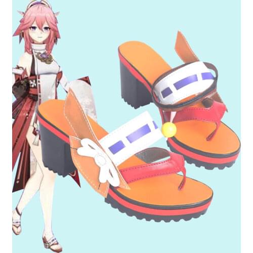 Genshin Impact Yae Miko Cosplay Guuji Yae Cosplay High Heel Shoes Sandal Halloween Carnival Costume Accessories Props