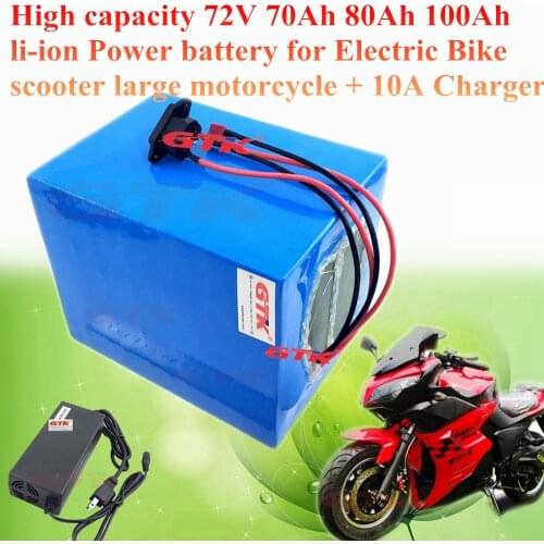 GTK 72v 70ah 80Ah 100Ah 120Ah lithium battery electric bicycle Scooter 72v 5000w 7000w 9000w electric bike battery +10A charger
