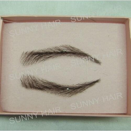 Hand made human hair false eyebrow 015 black color hand knot fake eyebrow