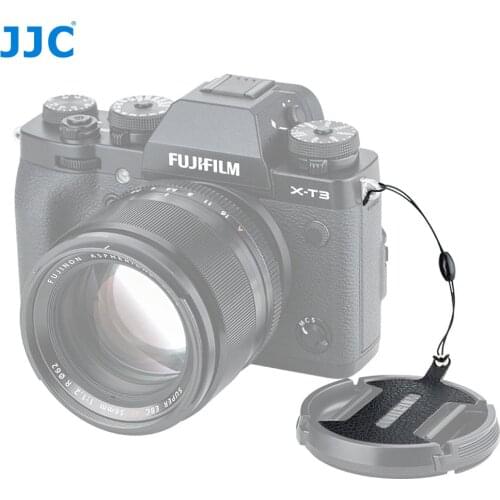 JJC CS-F62(II) BLACK Nappa Leather Lens Cap Keepers Holder 3M 300LSE Sticker For Fujifilm FLCP-62II Lens Cap