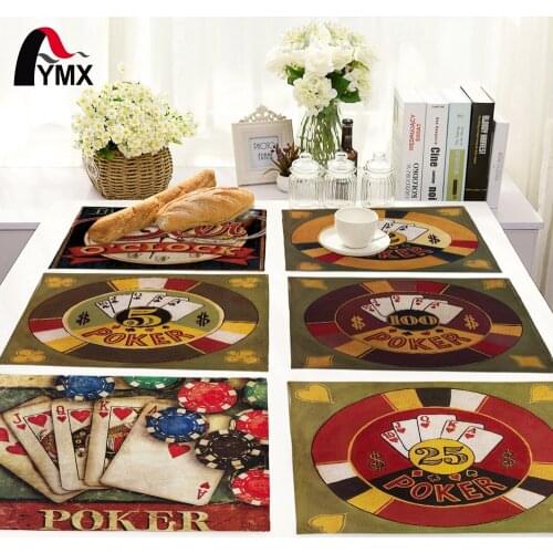 Retro Poker Beer Pattern Table Mat Polyester Dinner Table Napkin For Wedding Tea Coffee Towel Home Textile Kitchen Decoration