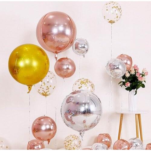 2Pcs 4D 32 22 18 10 inch Round Aluminum Foil Balloons Rose Gold Helium Ballon Birthday Party Globos Wedding Decoration Kids Toys