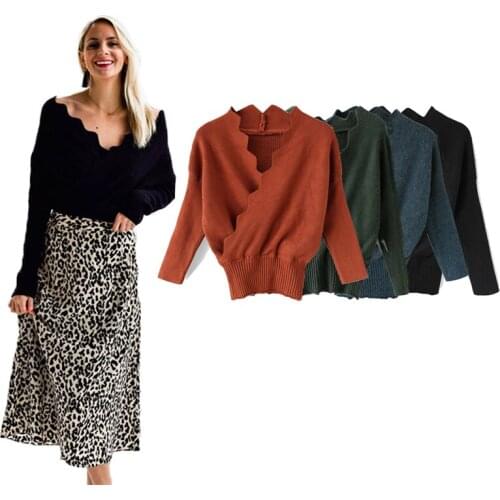 Hot selling Womens Wavy Wrap Knit Top