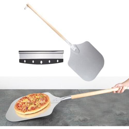 Aluminum Alloy Pizza Peel Long Handle Pizza Spatula Tray for Kitchen Bakery