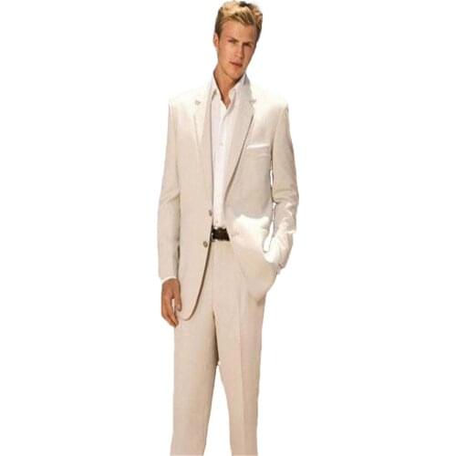 Mens Suits (Jacket+Pants) New Arrival Two Button Groom Tuxedos Groomsmen Mens Wedding Suits Prom Bridegroom