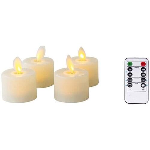 Pack of 4 Remote Control Decorative LED Votive Candles With Moving Wick Flame,1.45 inch Dancing Tealights For Swing Lamp