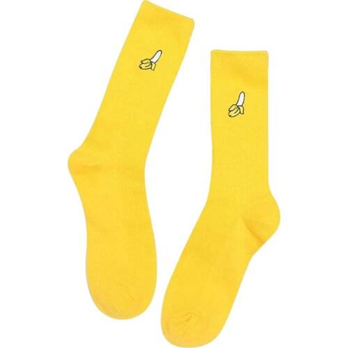 Cartoon Fruit Embroidery Hosiery Warm Soft Cotton Elastic High Knitting Socks New Years Socks