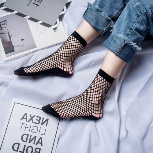 5 Pairs Of Womens Fishnet Socks Spring Hollow Mesh Anti-hook Silk Womens Socks Transparent Silk Mesh Mid-tube Ankle Socks