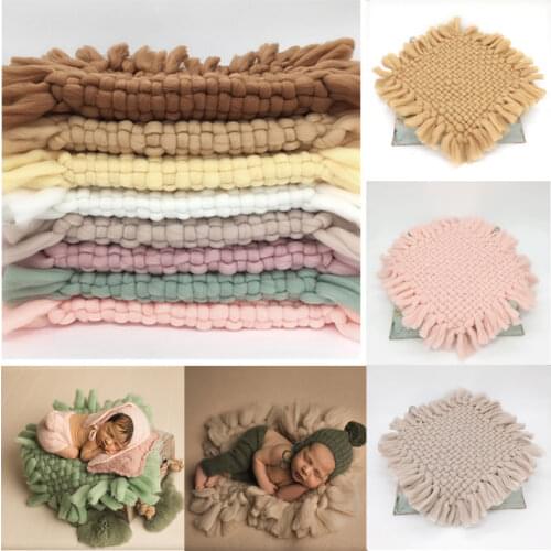 Hand Braid Newborn Baby Photography Props Blanket Cotton Fiber Infant Girls Boys Photo Accessories Mat Solid Color for Studio