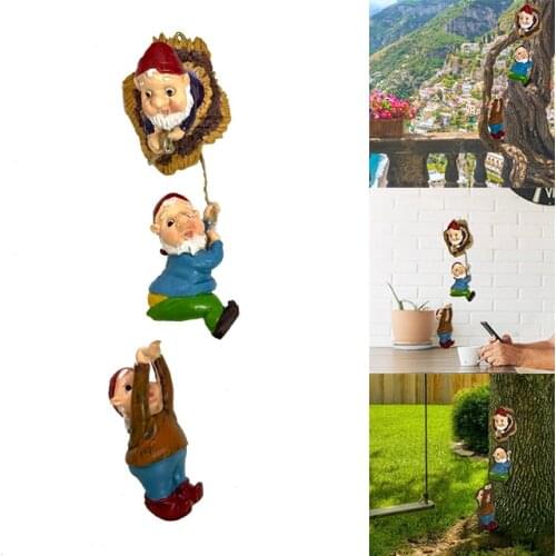 Garden Climbing Dwarf Doll Gnome Resin Crafts Figurine Home Ornaments Cute Dwarf Statue Home Decor