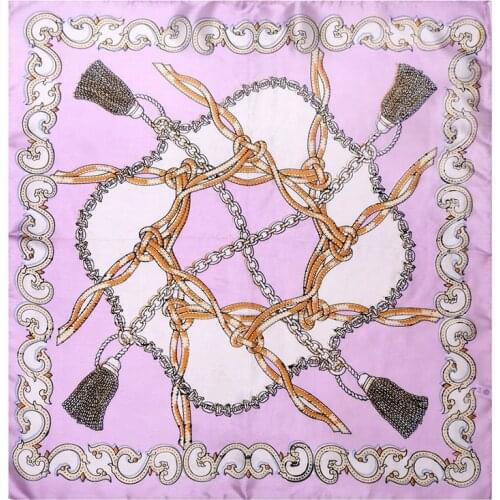 Natural Silk Scarf Women Bandana Female Chain Hair Scarf for Women Fashion Silk Headband Fashion Womens Square Silk Neck Scarf