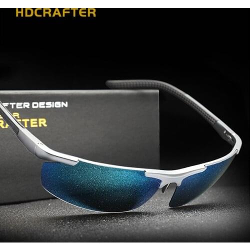 HDCRAFTER Men Polarized Sunglasses Women Sports Goggles Coating Mirror Alloy Frame Eyewear Retro Oculos De Sol With Case UV400
