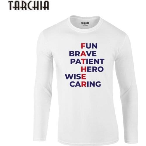 TARCHIA 2021 New Cotton Tops Men Tee Shirts Homme Fun Brave Patient Hero Autumn Print Brand Mens T-Shirts Slim Fit Long Sleeve