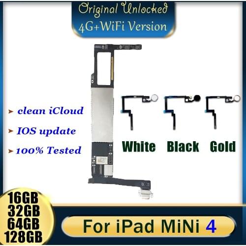 4G Version Free iCloud For iPad Mini 4 Motherboard,Original Logic Board Motherboard For iPad Mini 4 Mainboard With Touch ID