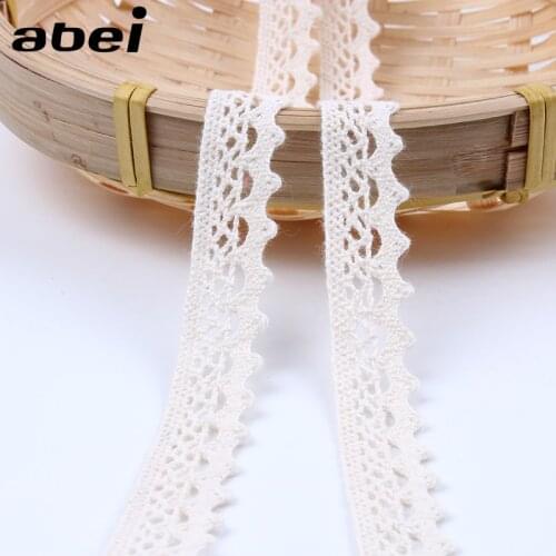 10yards/lot Embroidered Cotton Lace Trims Beige Cotton Ribbon Handmade Sewing Cotton Material Diy Clothes Edge Wrapping Tape