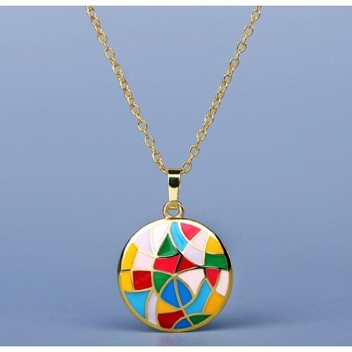 High Quality Irregular Geometric Rainbow Round Pendant Necklace For Ladies Wedding Party Engagement Jewelry Gift