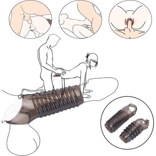 Adults Erotic Penis Extender Sleeve Condoms Reusable Cock Ring Enlargement Enhancer Dick Sex Toys For Men Woman Intimate Goods