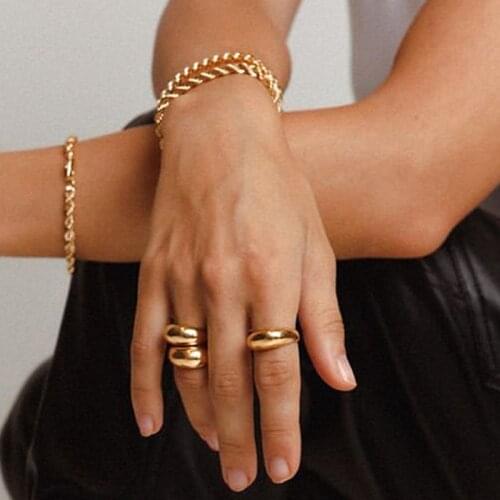 Fashion Anniversary Open Rings For Women Geometric Round Ring Imitation Pearl Ring Party Wedding Jewerlry Accessories